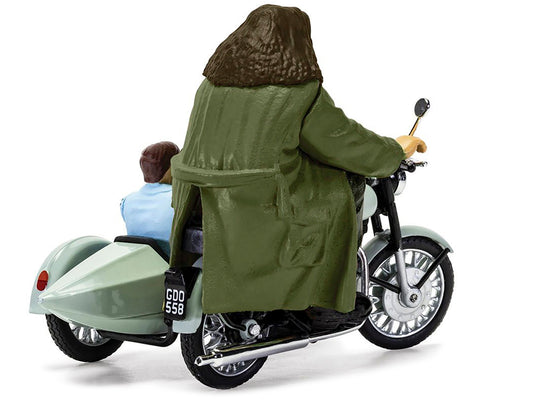 Motorcycle and Sidecar Light Green with Harry and Hagrid Figures "Harry Potter and the Deathly Hallows Part 1" (2010) Movie Diecast Motorcycle Model by Corgi