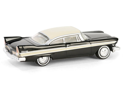 1957 Plymouth Belvedere Jet Black with Sand Dune White Top and Stripes "Showroom Floor" Series 6 1/64 Diecast Model Car by Greenlight
