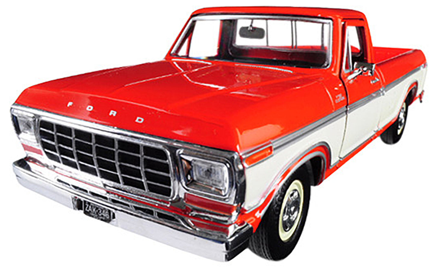 1979 Ford F-150 Custom Pickup Truck Orange and Cream 1/24 Diecast Model Car by Motormax