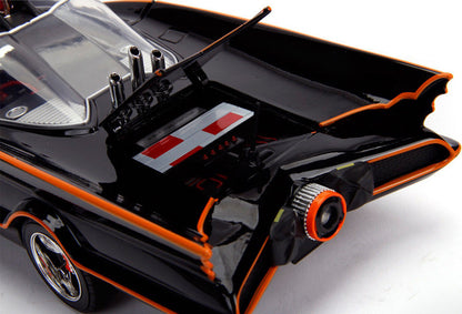 Classic TV Series Batmobile with Working Lights, and Diecast Batman and Robin Figures "80 Years of Batman" 1/18 Diecast Model Car by Jada
