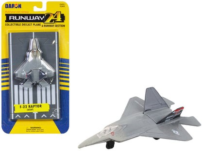 Lockheed Martin F-22 Raptor Stealth Aircraft Gray "United States Air Force YF-22" with Runway Section Diecast Model Airplane by Runway24