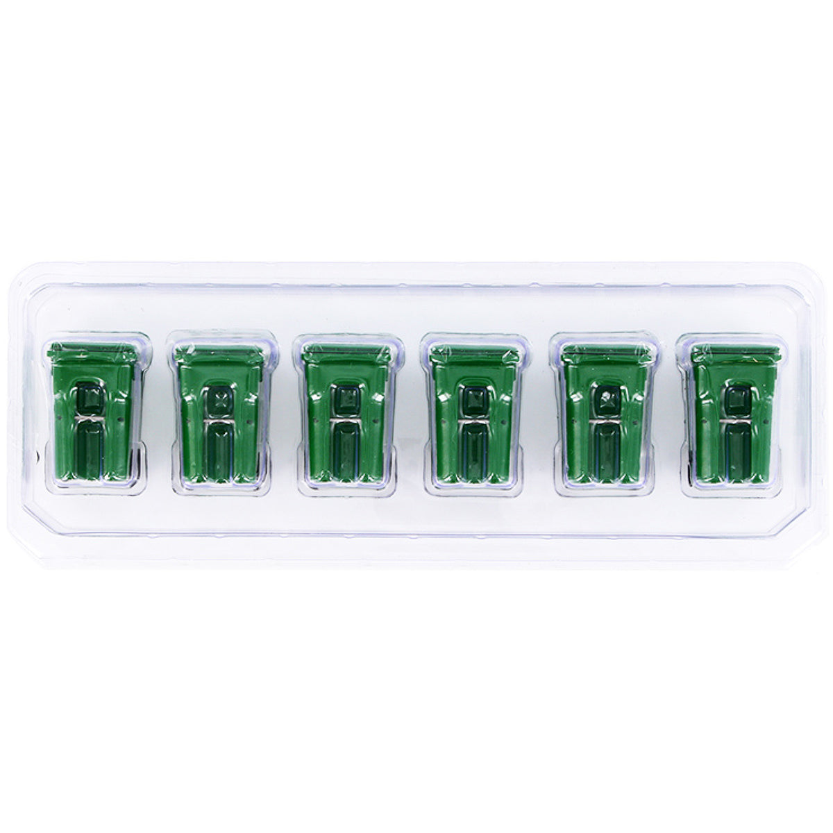 Set of 6 Green Garbage Trash Bin Containers Replica 1/34 Models by First Gear