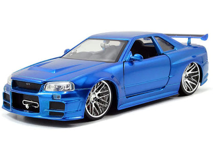 Brian's Nissan GTR Skyline R34 RHD (Right Hand Drive) Blue "Fast & Furious" Movie 1/24 Diecast Model Car by Jada