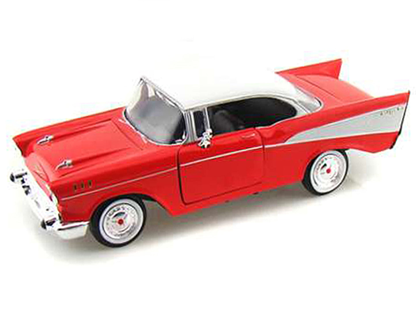 1957 Chevrolet Bel Air Red with White Top 1/24 Diecast Model Car by Motormax