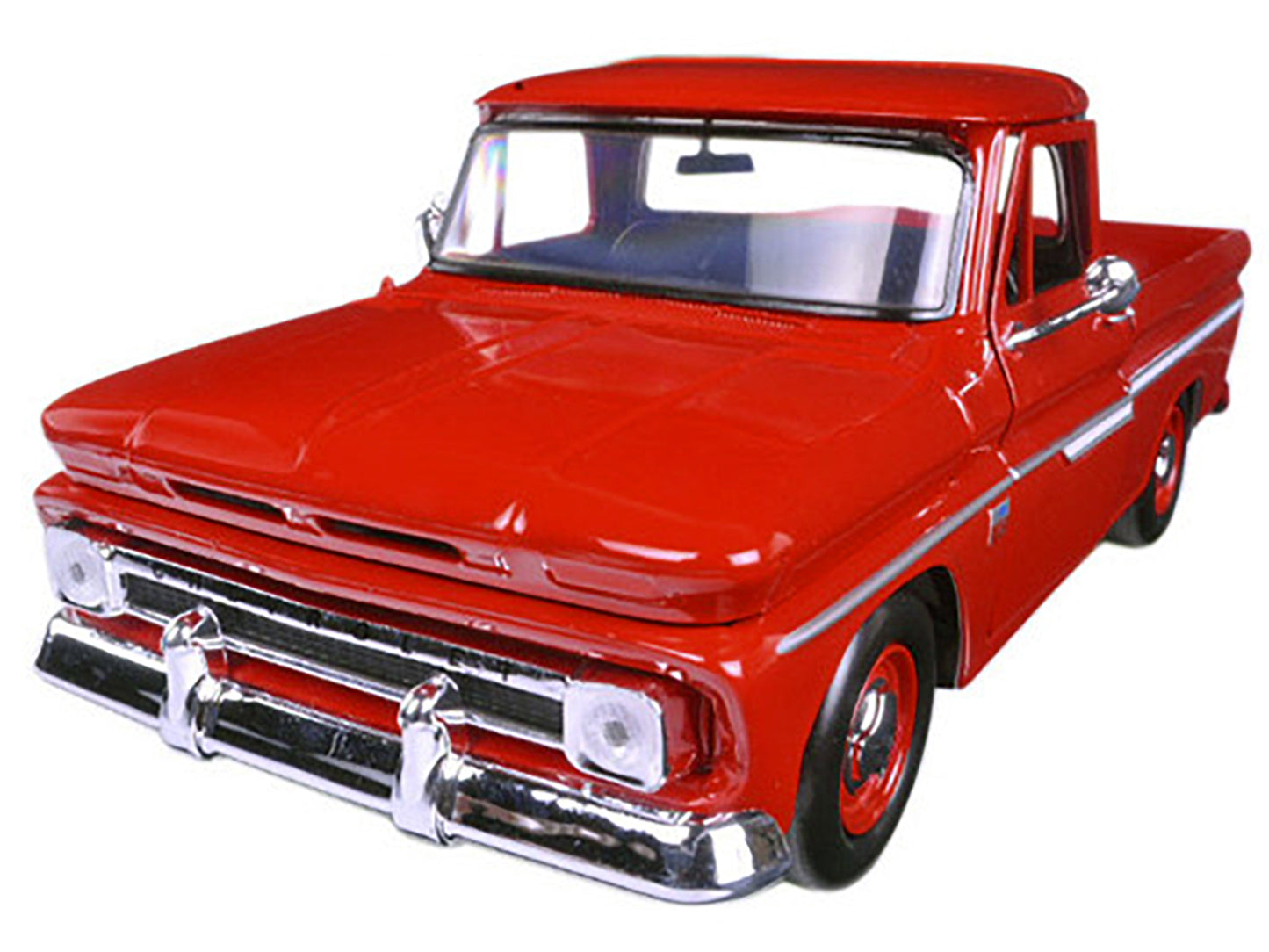 1966 Chevrolet C10 Fleetside Pickup Truck Red 1/24 Diecast Model Car by Motormax