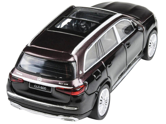 Mercedes-Maybach GLS 600 with Sunroof Rubellite Red and Obsidian Black Metallic 1/64 Diecast Model Car by Paragon